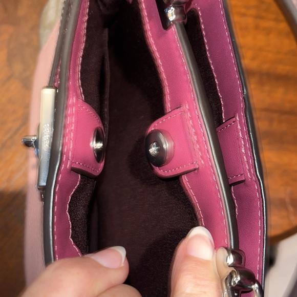 Coach Mini Lane color block mini Bag  monogram, brown/tan Peach & raspberry NWOT - Picture 12 of 17